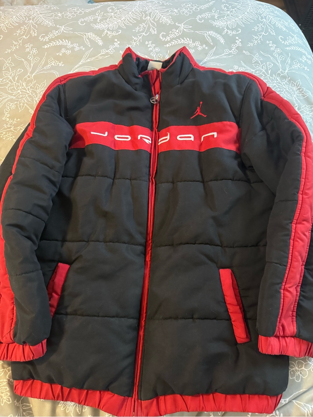 Jordan Kids Black & Red Puffer Jacket